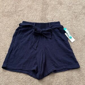 Elegant Navy High Waist Women's Shorts